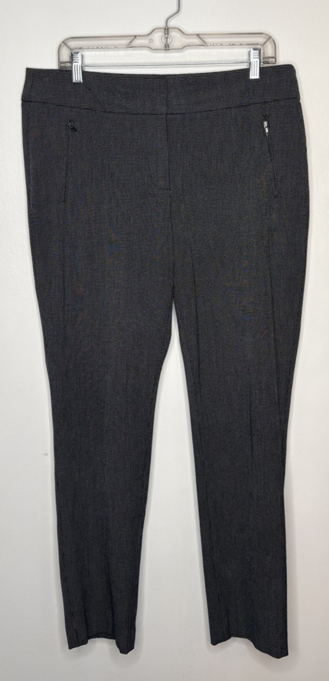 Ann Taylor Loft Women's Marissa Black Gray Check Zip Pocket Career Pants Size 12